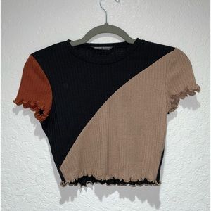 SHEIN Colorblock Crop Tee